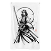 Female Samurai Sumi-e Japanese Ink Flag - Default Title