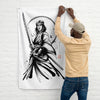 Female Samurai Sumi-e Japanese Ink Flag -