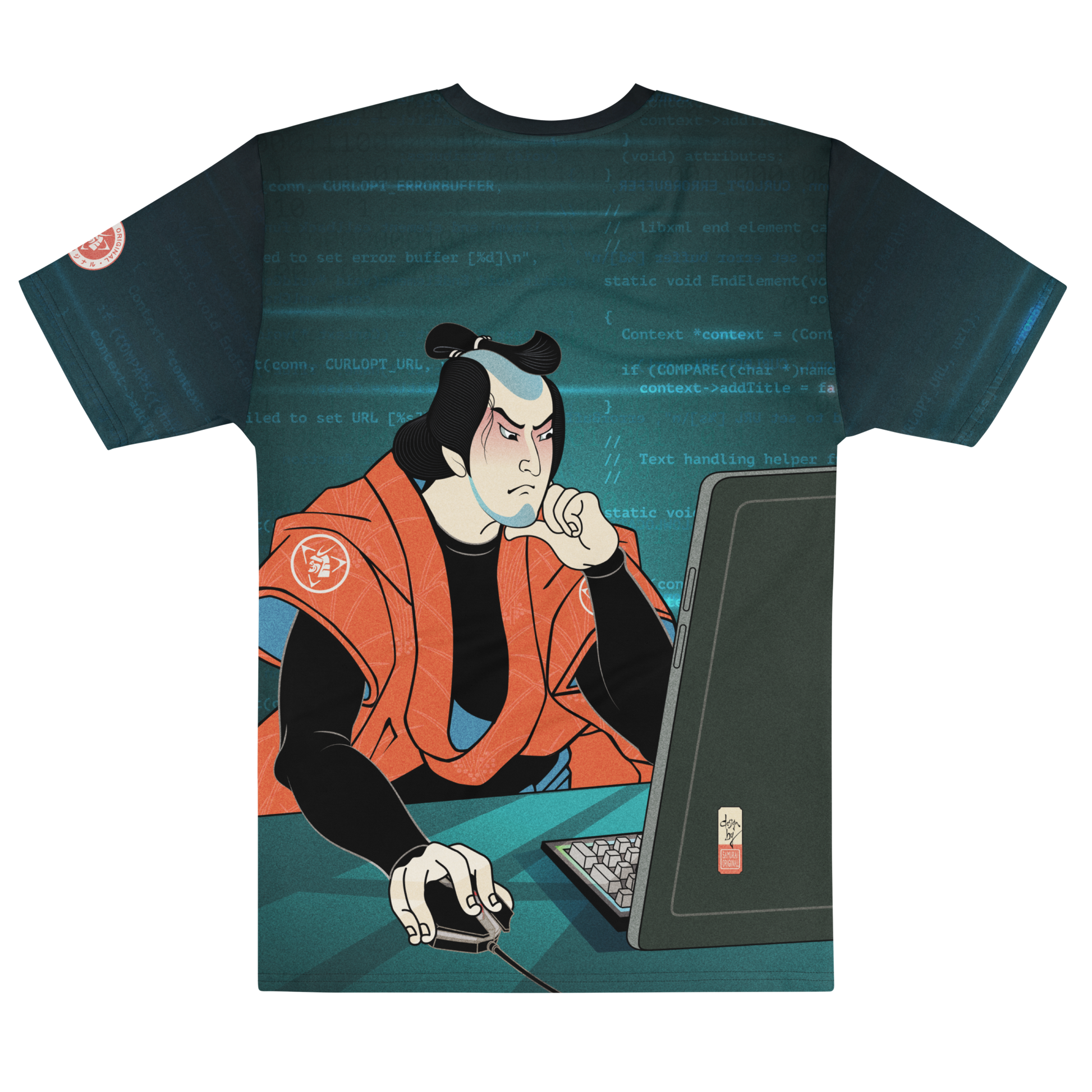 Samurai Programmer 4 Code Developer Ukiyo-e All-over Print Men's T-shirt - Samurai Original