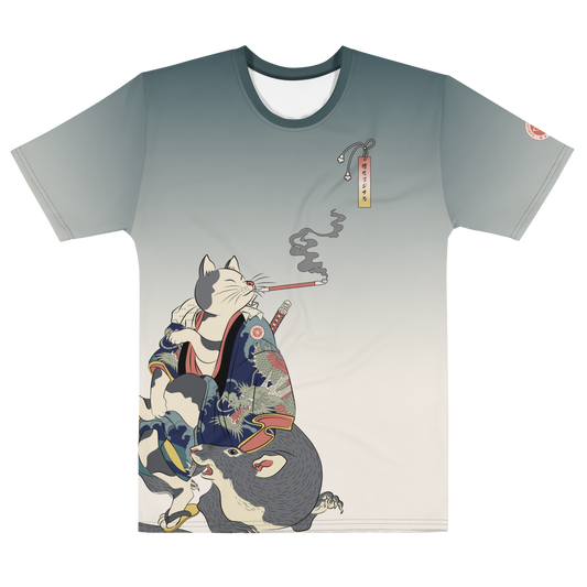 Cat and Mouse Funny Japanese Ukiyo-e All-over Print Men's T-shirt - XS