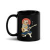 Cat Playing Guitar Ukiyo-e Black Glossy Mug