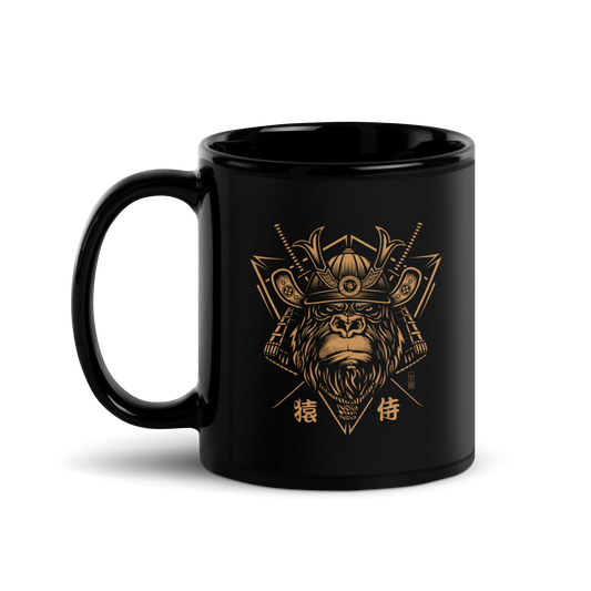 Samurai Monkey Mask Black Glossy Mug