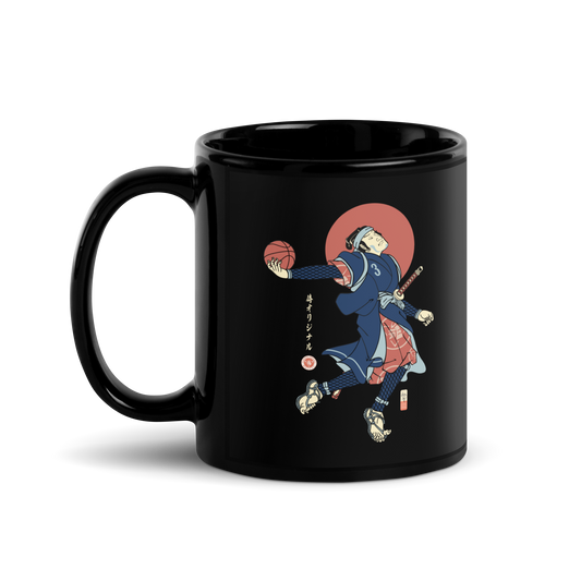 Samurai Basketball Player 4 Sport Ukiyo-e Black Glossy Mug