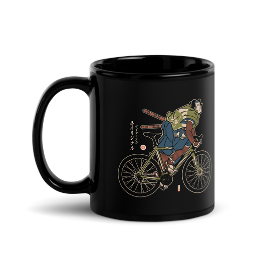 Samurai Bicycle Race Sport Ukiyo-eBlack Glossy Mug