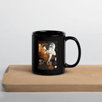 Halloween Horror Ghost Japanese Ukiyo-e Black Glossy Mug