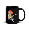 Cat Playing Guitar Ukiyo-e Black Glossy Mug