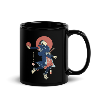 Samurai Basketball Player 4 Sport Ukiyo-e Black Glossy Mug