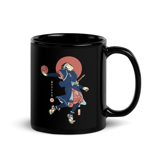 Samurai Basketball Player 4 Sport Ukiyo-e Black Glossy Mug