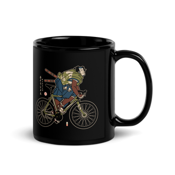 Samurai Bicycle Race Sport Ukiyo-eBlack Glossy Mug