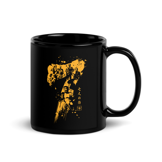 Seven Samurai Japanese Movie Black Glossy Mug