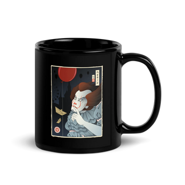 Halloween Pennywise Clown Ukiyo-e Black Glossy Mug