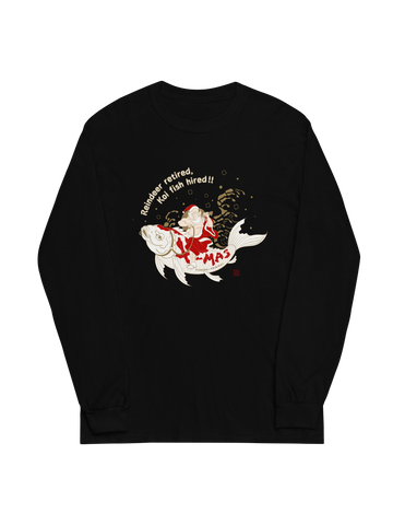 Santa Rides Koi Japanese Ukiyo-e Unisex Long Sleeve Shirt