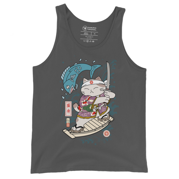 Samurai Cat Love Fish 2 Ukiyo-e Funny Men's Tank Top