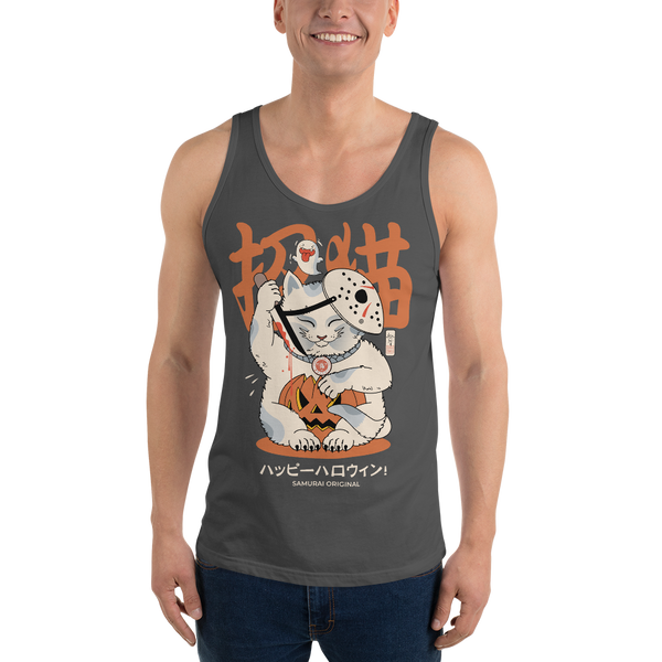 Halloween Cat Maneki Neko & Jason Voorhees Mask Men's Tank Top