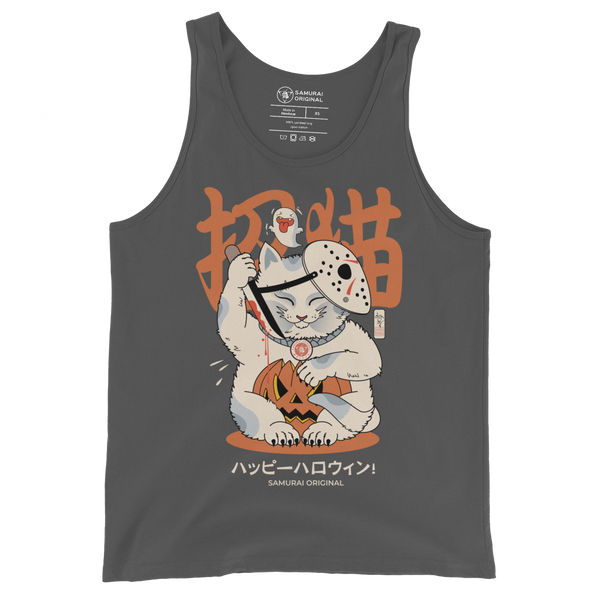 Halloween Cat Maneki Neko & Jason Voorhees Mask Men's Tank Top