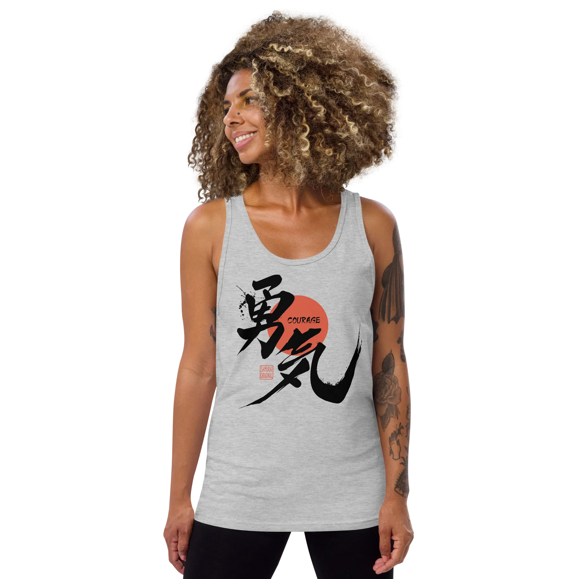 Courage Japanese Kanji Calligraphy Unisex Tank Top -