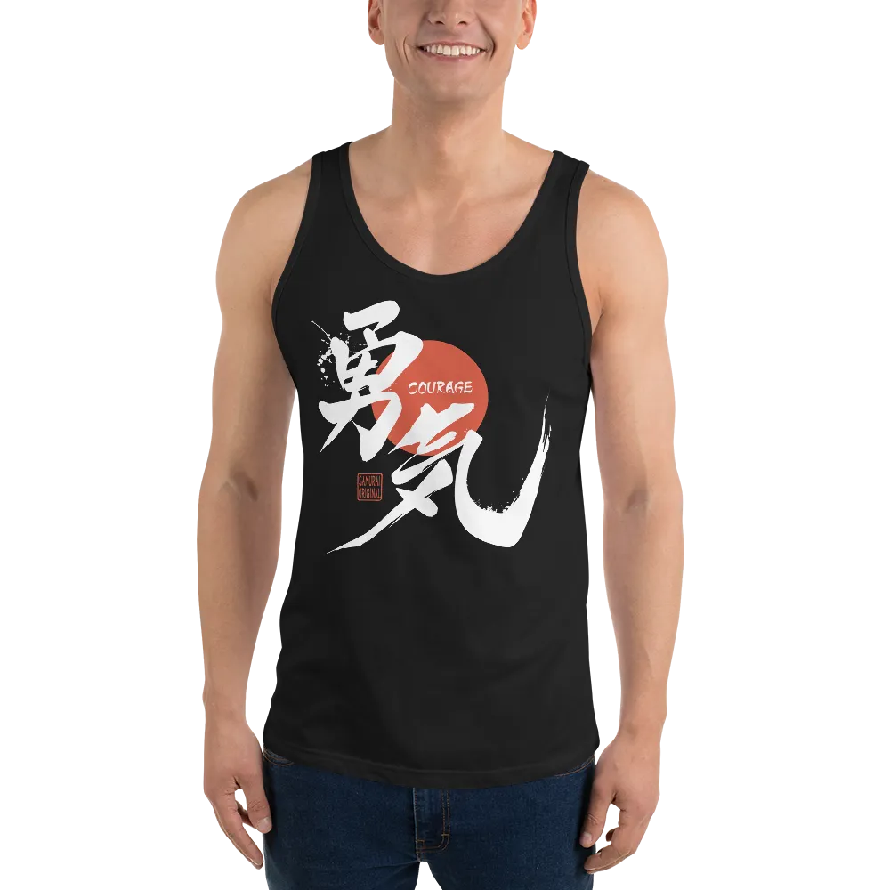 Courage Japanese Kanji Calligraphy Unisex Tank Top -