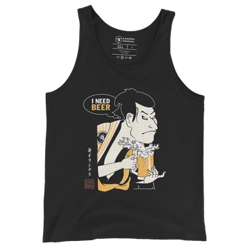 Samurai and Beer I Need Beer Japanese Ukiyo-e Men's Tank Top - Samurai Original