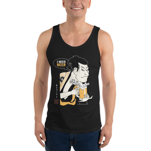 Samurai and Beer I Need Beer Japanese Ukiyo-e Men's Tank Top - Samurai Original