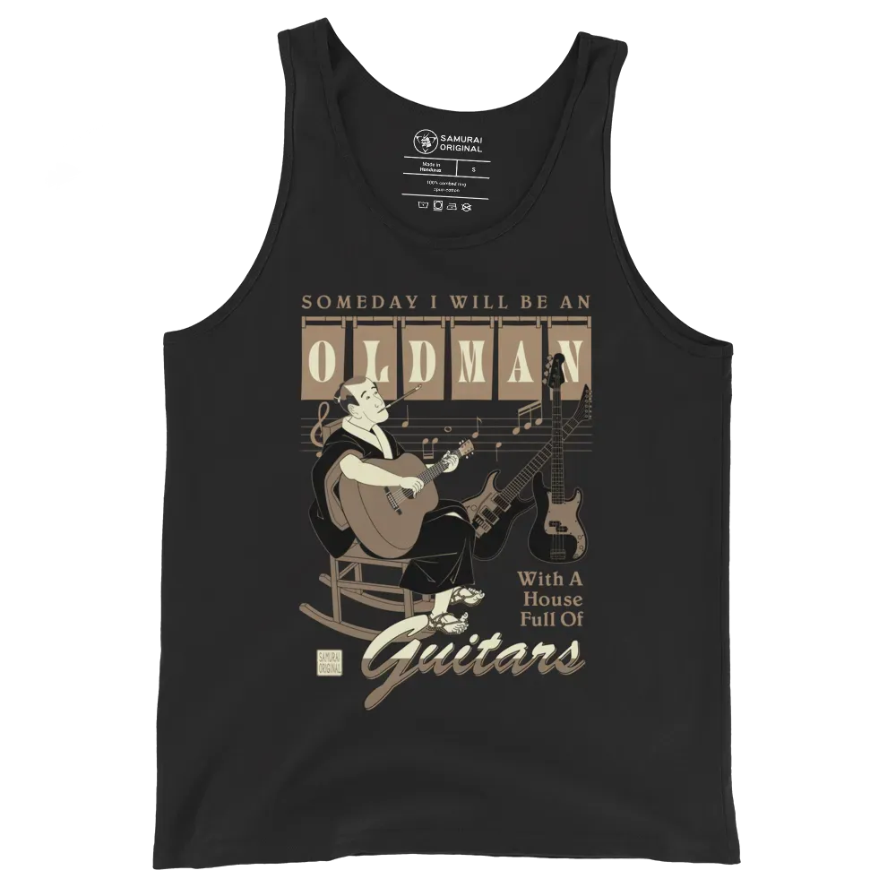 Samurai Guitar Quotes Japanese Ukiyo-e Men's Tank Top - Black / S