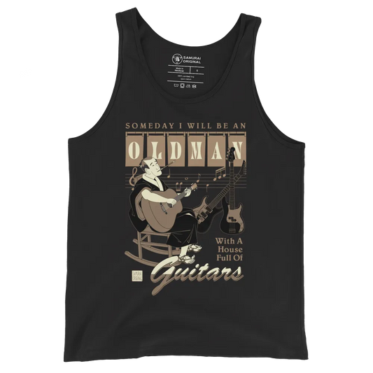 Samurai Guitar Quotes Japanese Ukiyo-e Men's Tank Top - Black / S