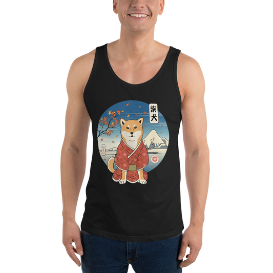 Dog Shiba Inu Samurai Ukiyo-e Funny Men's Tank Top