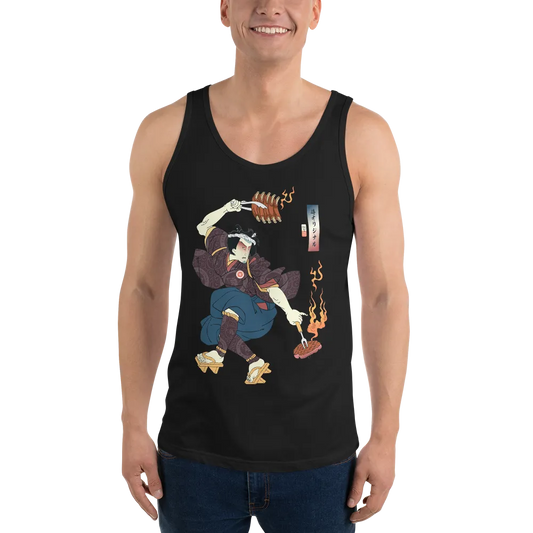 Samurai BBQ Barbecue Funny Ukiyo-e Men's Tank Top