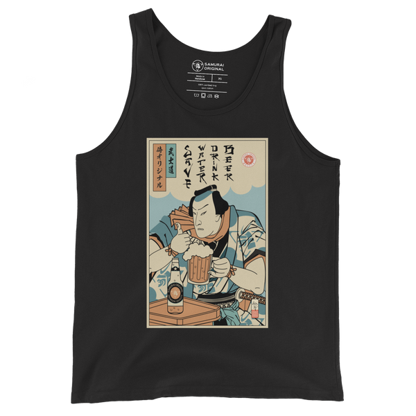 Samurai Save Water Drink Beer Funny Saying Ukiyo-e Unisex Tank Top