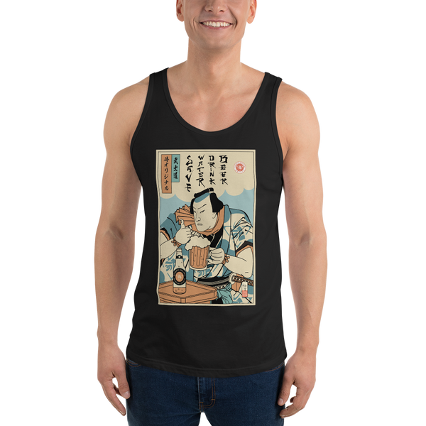 Samurai Save Water Drink Beer Funny Saying Ukiyo-e Unisex Tank Top