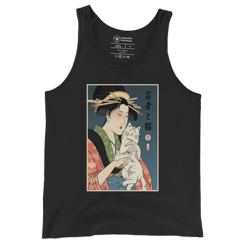 Geisha and Cat 1 Ukiyo-e Men's Tank Top