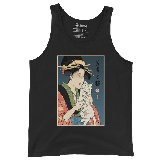 Geisha and Cat 1 Ukiyo-e Men's Tank Top