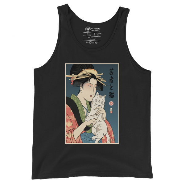 Geisha and Cat 1 Ukiyo-e Men's Tank Top