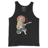 Cat Playing Guitar Funny Japanese Ukiyo-e Unisex Tank Top - Charcoal-Black Triblend / S