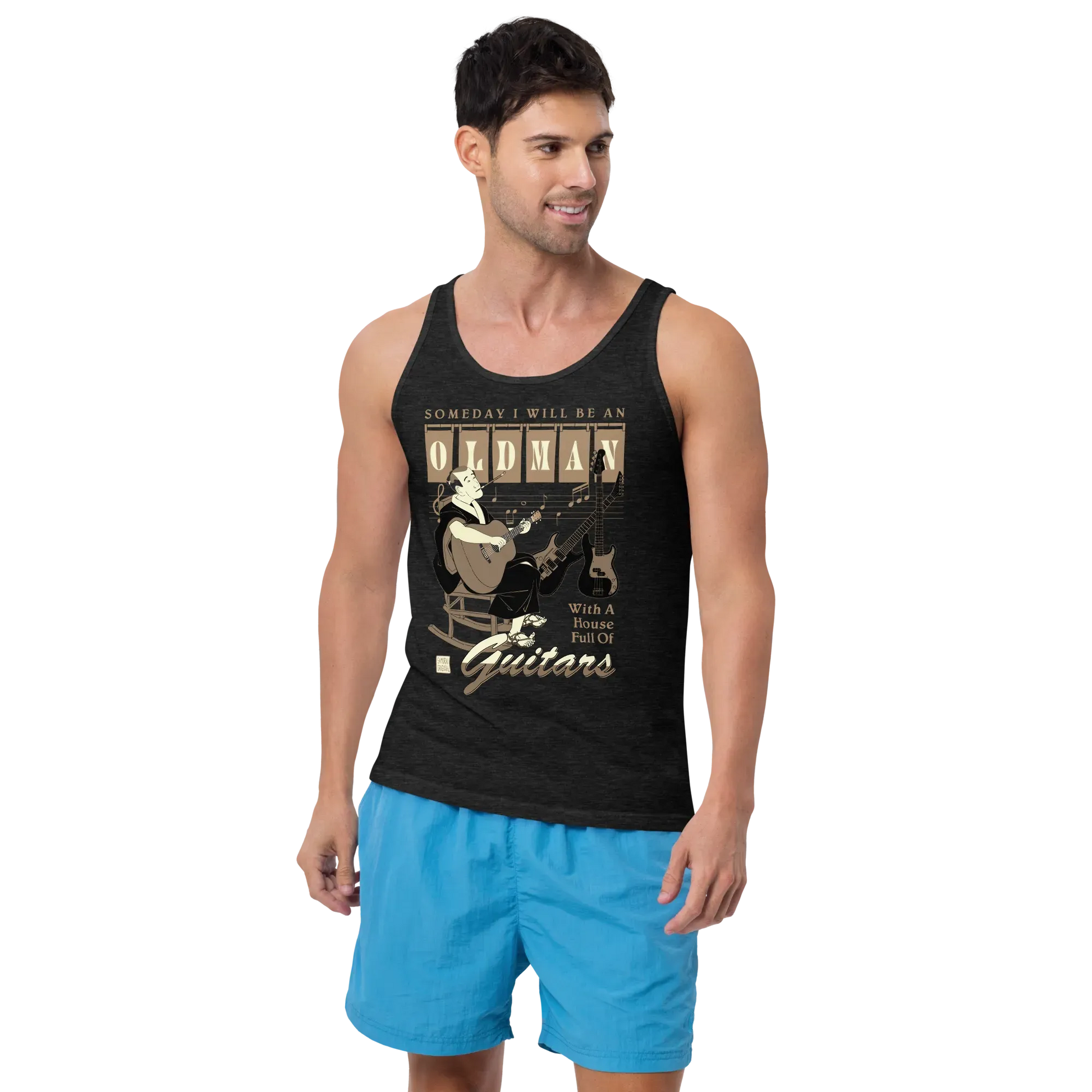 Samurai Guitar Quotes Japanese Ukiyo-e Men's Tank Top -