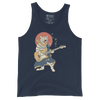 Cat Playing Guitar Funny Japanese Ukiyo-e Unisex Tank Top - Navy / S