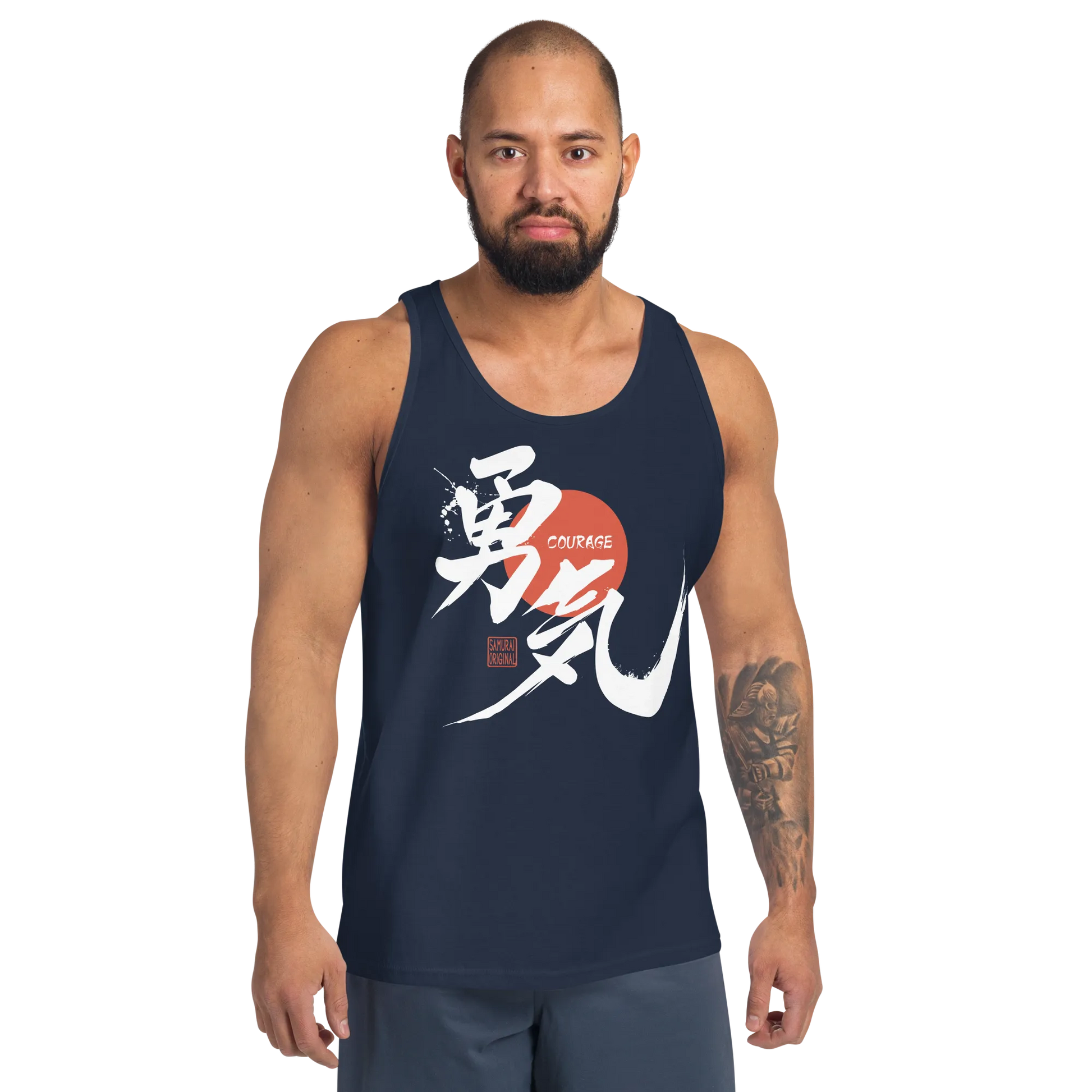 Courage Japanese Kanji Calligraphy Unisex Tank Top -