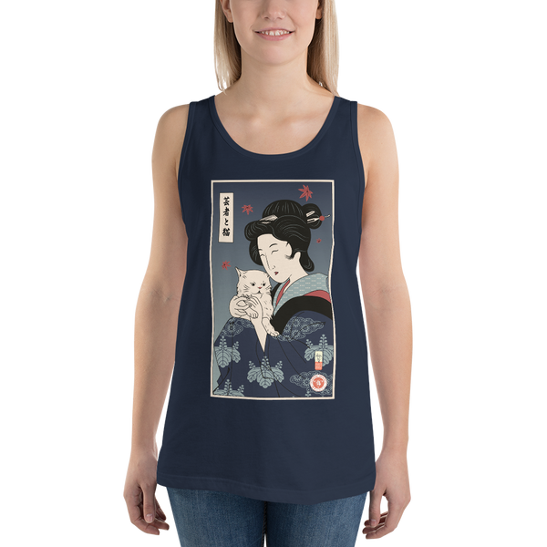 Geisha & Cat Ukiyo-e Men's Tank Top