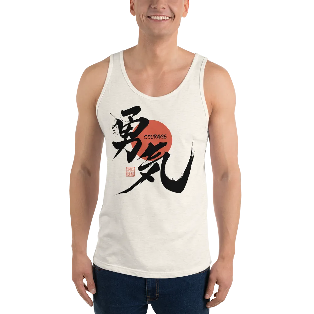 Courage Japanese Kanji Calligraphy Unisex Tank Top -