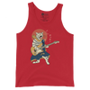 Cat Playing Guitar Funny Japanese Ukiyo-e Unisex Tank Top - Red / S