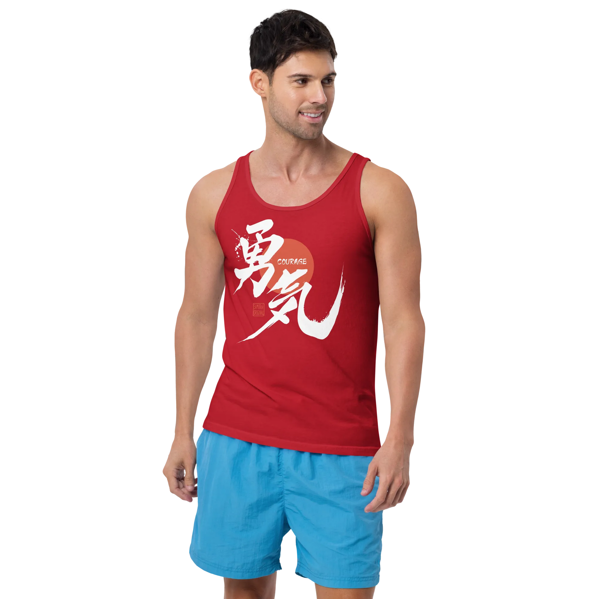 Courage Japanese Kanji Calligraphy Unisex Tank Top -