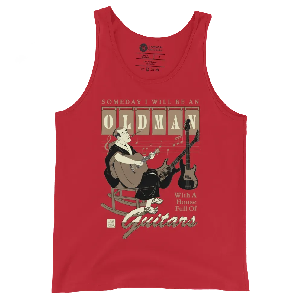 Samurai Guitar Quotes Japanese Ukiyo-e Men's Tank Top - Red / S