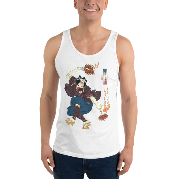 Samurai BBQ Barbecue Funny Ukiyo-e Men's Tank Top