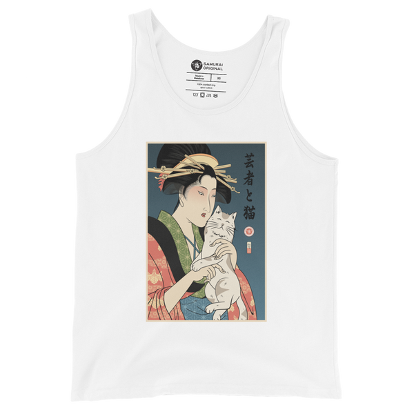 Geisha and Cat 1 Ukiyo-e Men's Tank Top