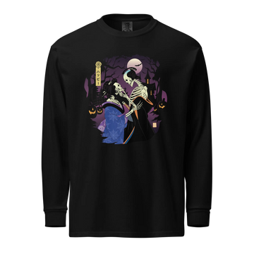 Samurai and Geisha Skeleton Halloween Unisex Heavyweight Long Sleeve Shirt