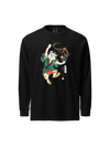 Cat Samurai Ramen Japanese Ukiyo-e Unisex Heavyweight Long Sleeve Shirt