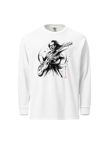 Samurai Bass Guitar Sumi-e Heavyweight Long Sleeve Shirt