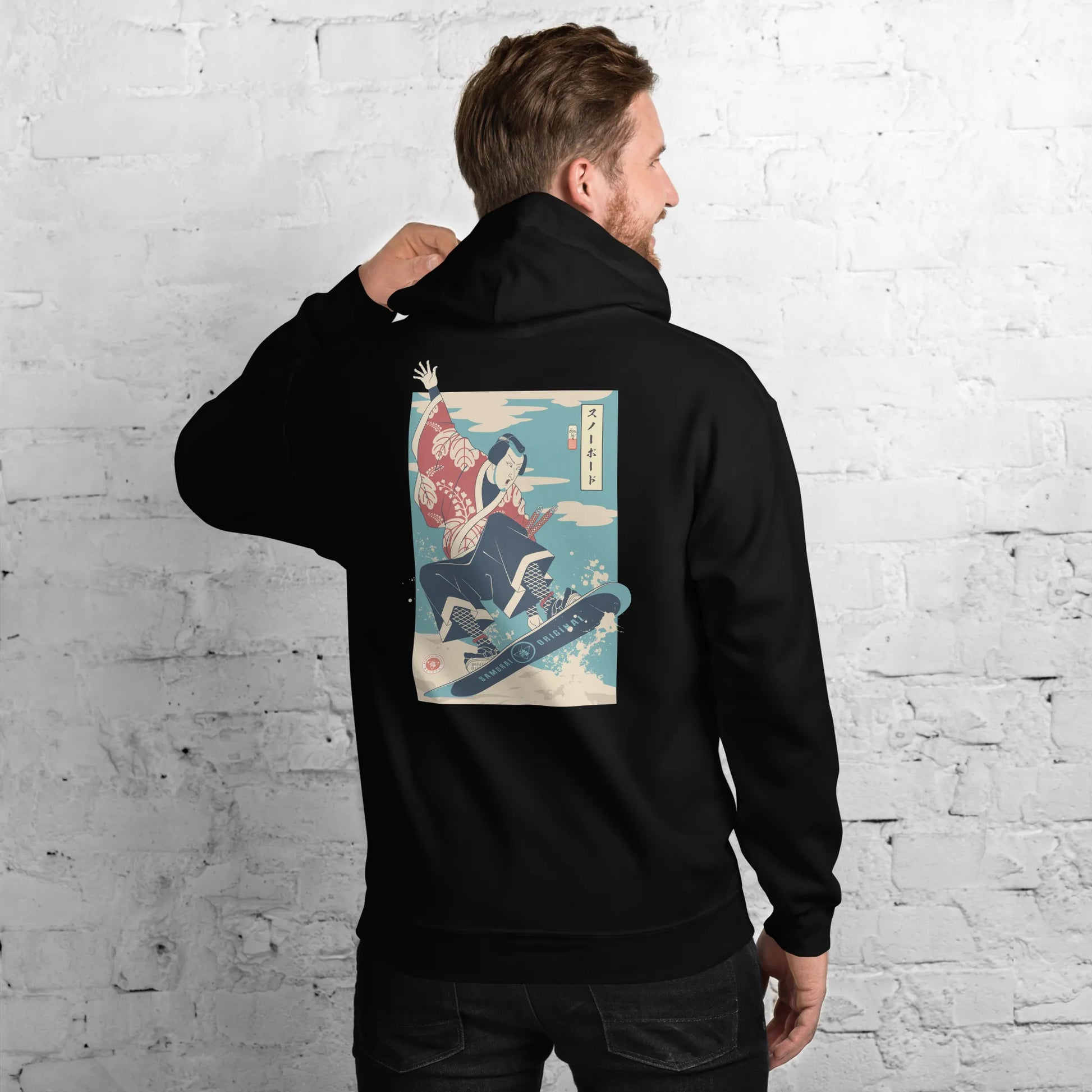 Samurai Snowboard Winter Sport Ukiyo-e Unisex Hoodie -