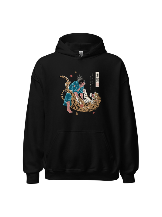 Jiu-Jitsu Samurai vs Tiger Japanese Ukiyo-e Classic Unisex Hoodie