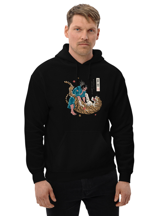 Jiu-Jitsu Samurai vs Tiger Japanese Ukiyo-e Classic Unisex Hoodie