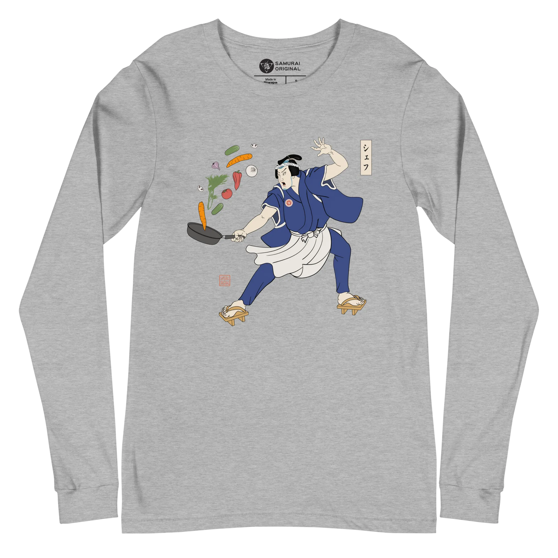 Samurai Chef Japanese Ukiyo-e Unisex Long Sleeve Tee - Samurai Original